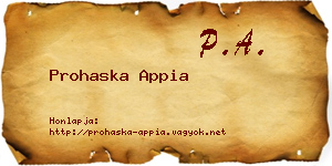 Prohaska Appia névjegykártya